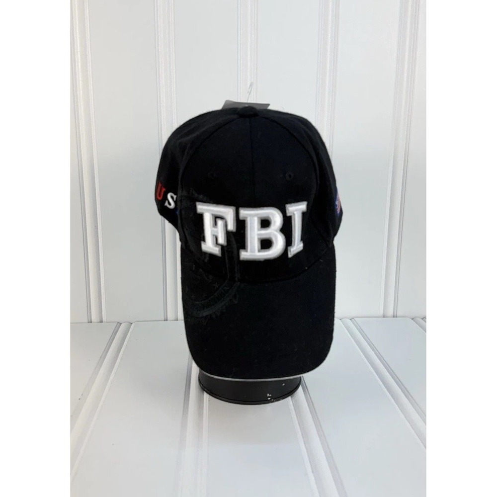 FBI Black Baseball Cap USA Flag Adjustable‎ Souvenir Hat NWT